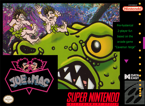 Joe and Mac box art for Super Nintendo